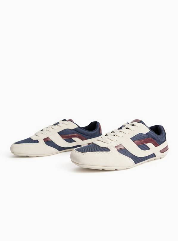 Navy & Burgundy Low Profile Suede Trainers 6